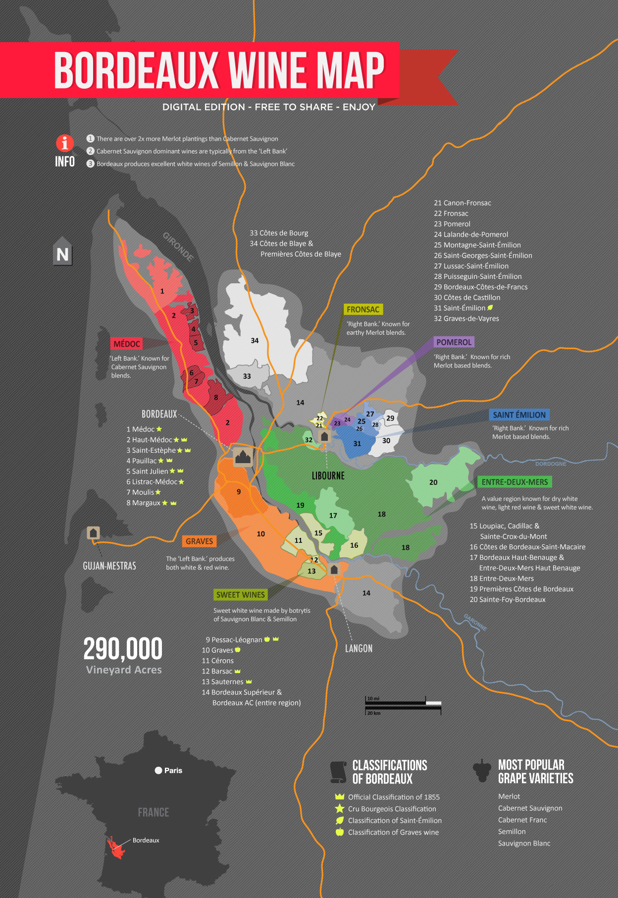 Bordeaux Wine Map 
